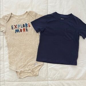 Carter's Cotton Navy T-Shirt and Gerber Cotton Beige ‘Explore More’ Bodysuit